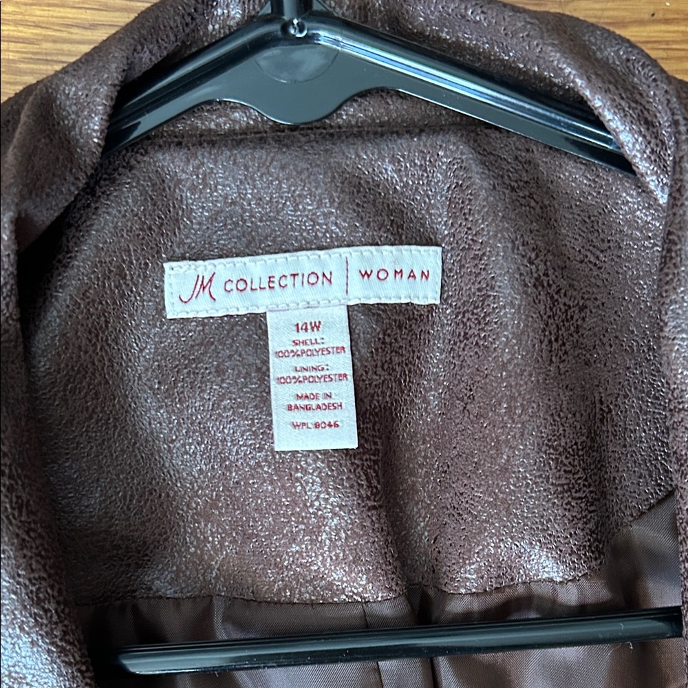 JM Collection Shimmering Dark Brown Blazer - Picture 2 of 4